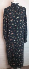Bellerose Black Floral Dress Hight Neck Pockets Size 10-12