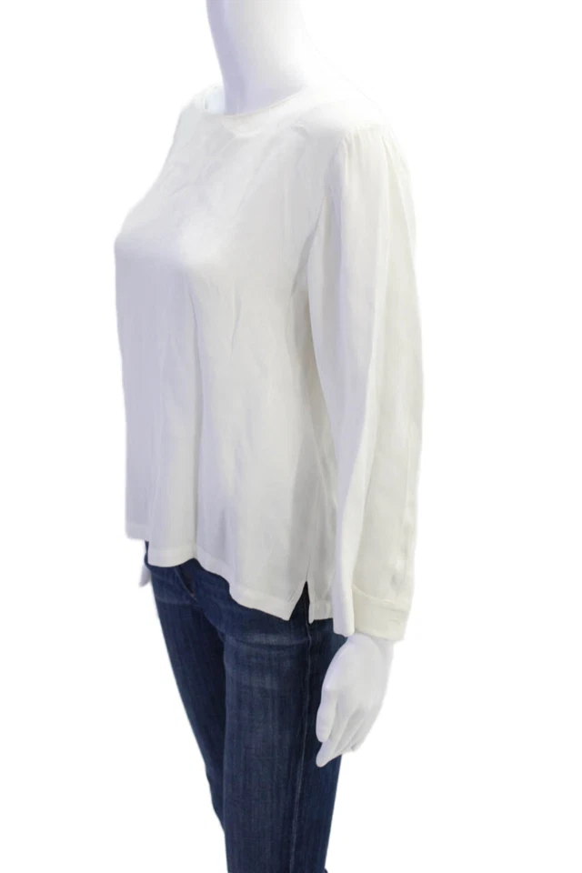 Boss Hugo Boss Womens Back Zip Long Sleeve Scoop Neck Blouse White Size 4 - Image 2 of 4