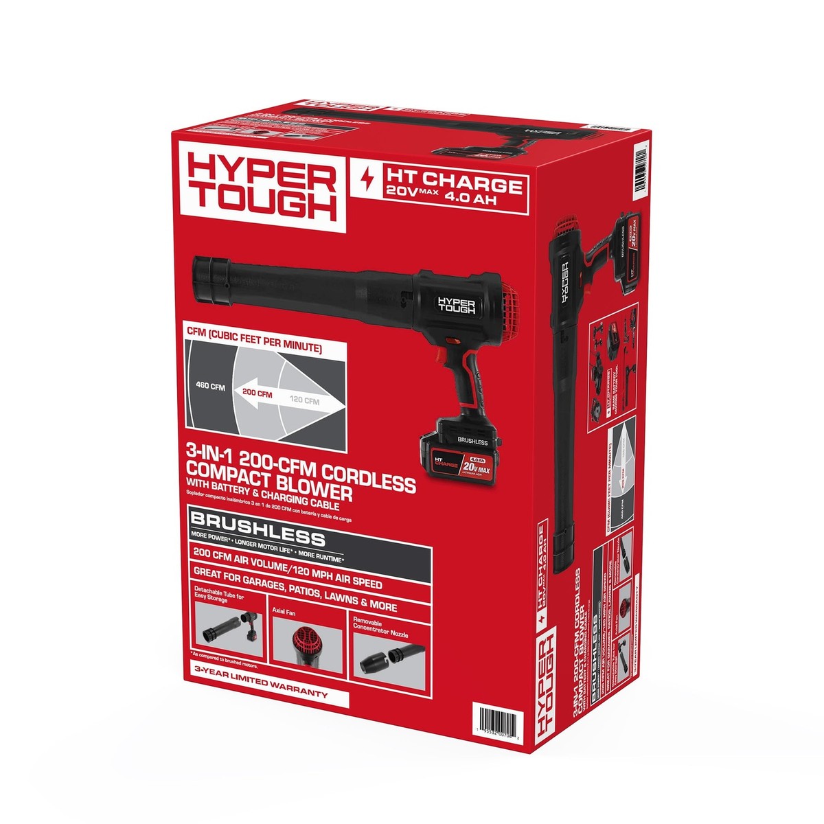 Hyper Tough HY5601050516007 20V 3-in-1 Brushless Cordless Compact