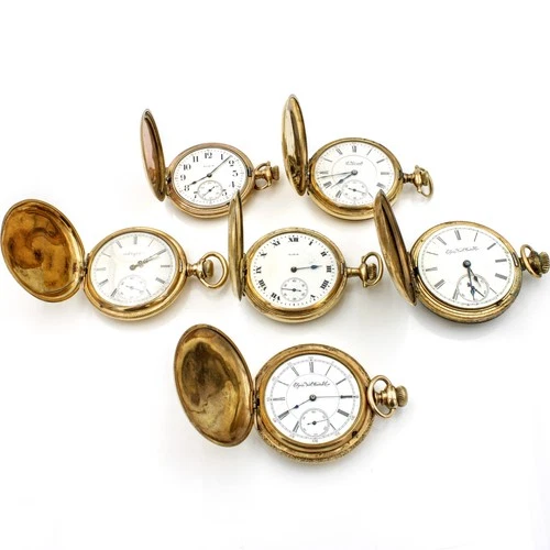 Antique Elgin 18s 7j-17j  Double Hunter Mens Pocket Watches Lot of 6 #WB4275-3