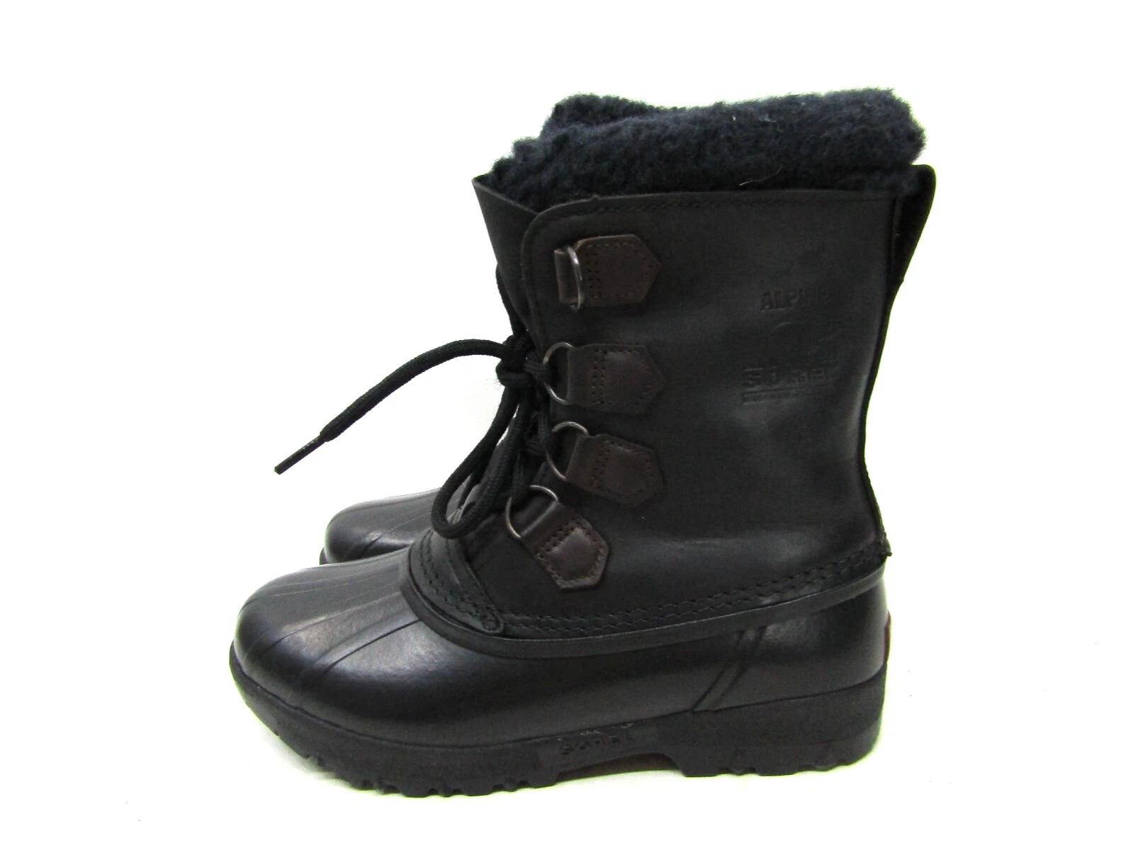 Sorel Womens Size 8 M Black Leather Waterproof Lace Up Snow Boots