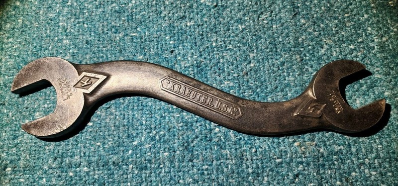 KRAEUTER USA 7/8" X 1" Double Open End S-Shaped Curved Obstruction Wrench! B2832