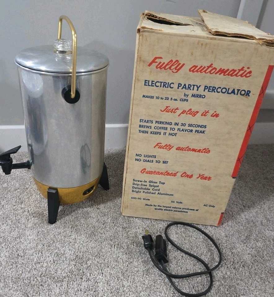 Dispensador de bebidas percolador de café eléctrico vintage Mirro Party Perk 22 tazas Foto 2 de 4