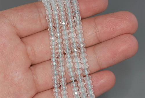 CUENTAS SUELTAS RONDELLE FACETADAS GRADO PIEDRAS PRECIOSAS TOPACIO AZUL CIELO 5X3-4X3 MM 13,5" - Imagen 3 de 3