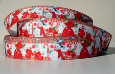 Christmas Snowman Mix 7/8" grosgrain ribbon 4 yds. toy bag candy cane mittens