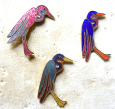 3 Heron Enamel Hat Pin Tie Tack Lapel Pin 1.2...