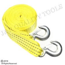 20 FT ATV CAR TRUCK VEHICLE TOWING RECOVERY TOW WEB STRAP CABLE ROPE WITH HOOKS