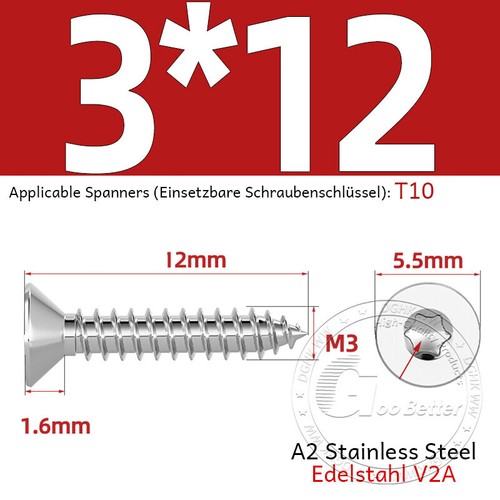 Viti per truciolare acciaio inox Torx Ø 2-6 mm viti per legno filettatura completa A2 VA V2A - Foto 34 di 83