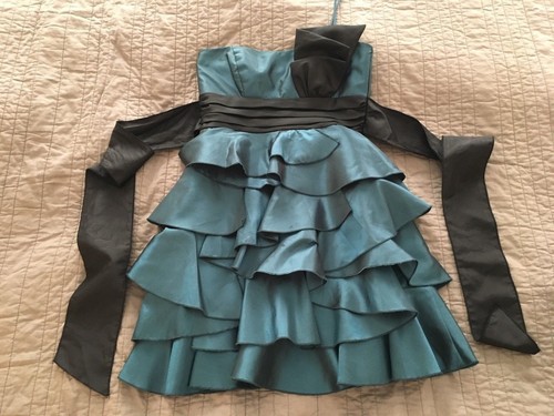 Dark Teal Green and Black Ruffle One 