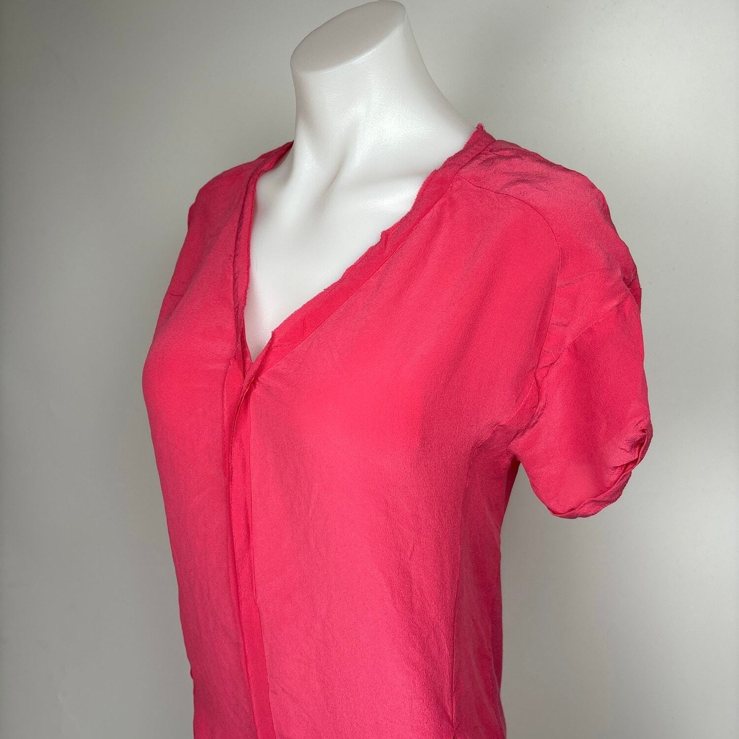 Maje Pink 100 Silk V Neck Short Sleeve Cutout Back Mini T Shirt Dress Size S eBay