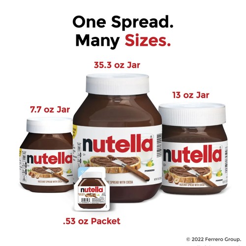 Nutella Hazelnut Spread with Cocoa for Breakfast, 13 oz Jar