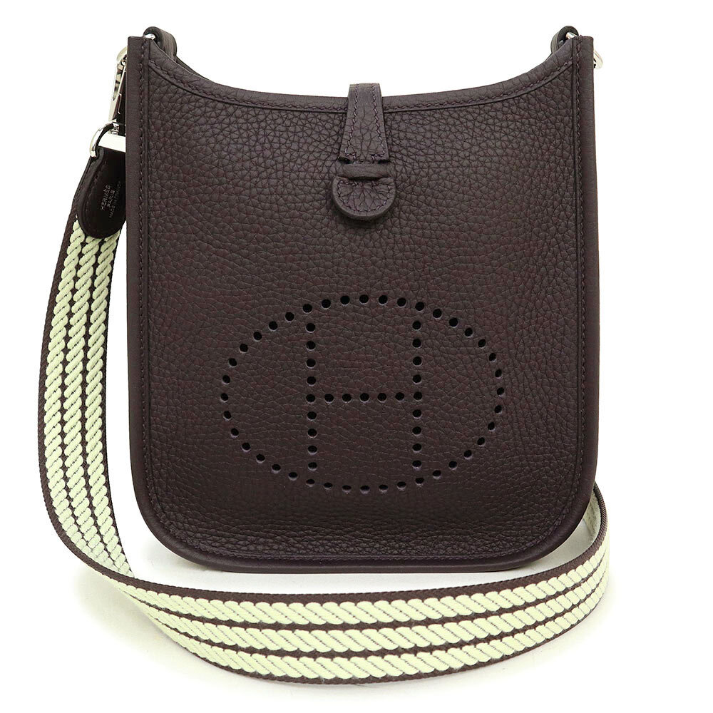 HERMES Evelyne TPM 16 Shoulder Bag in Clemence Leather Prunoir