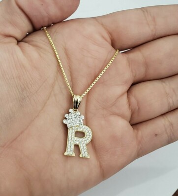 14k Yellow Gold Crown Initial Alphabet 
