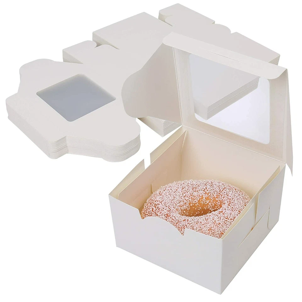60 Piezas Cajas de Panadería con Ventana para Galletas Cupcakes Donuts Muffins 4x4x2.5" Foto 2 de 4