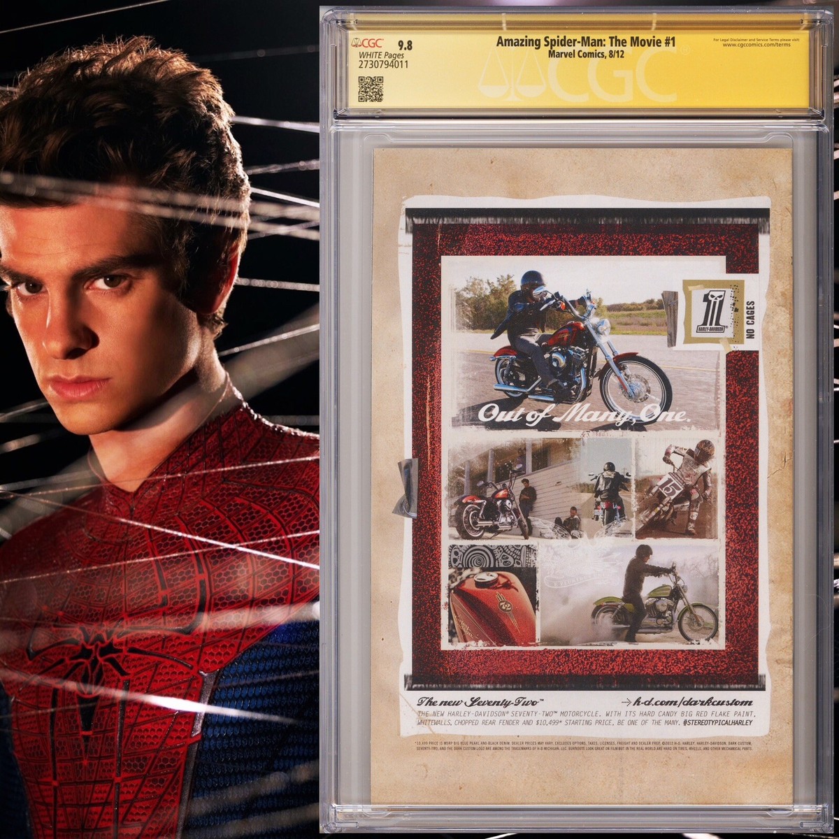 CGC 9.8 SS Amazing Spider-Man The Movie #1 signed by Andrew