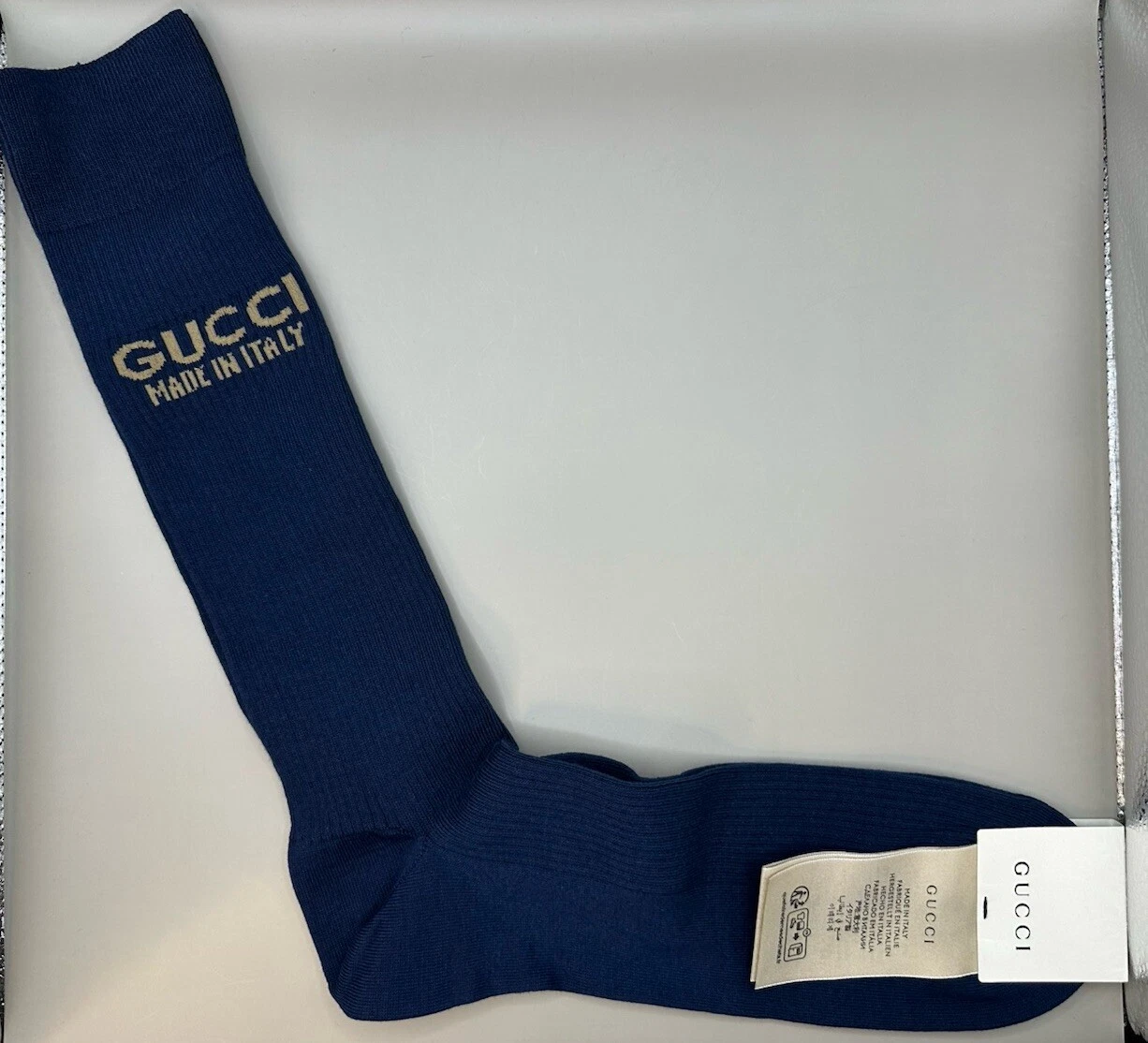 Chaussettes Gucci coton tricoté avec détail jacquard bleu marine homme taille L 12 (26 28 cm) authentiques