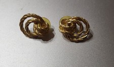 Vtg Gold tone Rope Knot Stud Earrings