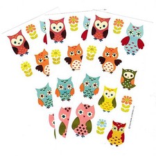 3 Sheets Hallmark Colorful OWL Scrapbook Stickers Flowers Owls
