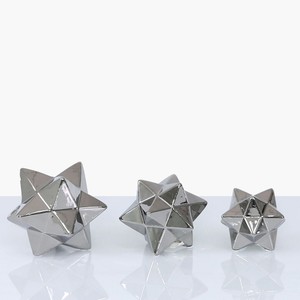 Set Of 3 Large Medium Small Silver Star Home Decoration Figure