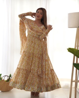 Indian Pakistani Women Wear Flair Anarkali Gown Dupatta Bottom Designer Apparel | eBay Indian Pakistani Women Wear Flair Anarkali Gown Dupatta Bottom Designer Apparel | eBay
