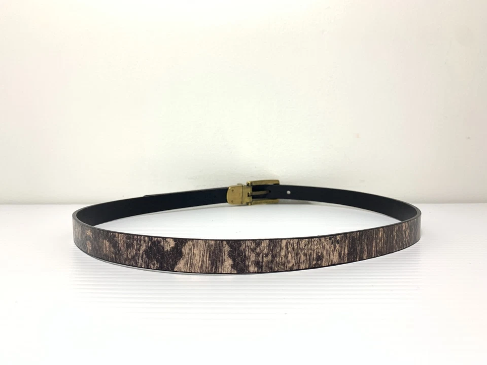 Cinturón para mujer Coldwater Creek marrón metálico negro cuero mediano estampado animal Foto 4 de 4