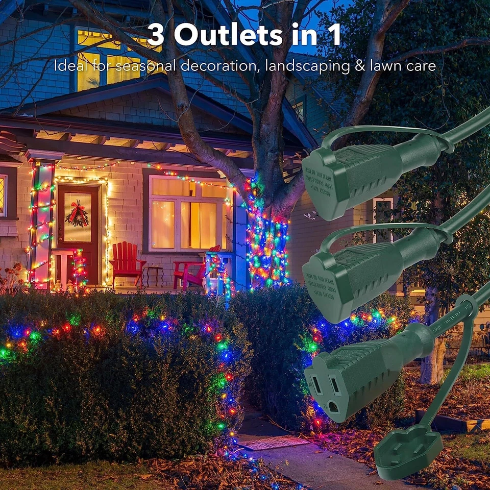 Cable de extensión exterior BN-LINK 1 a 3 divisores, cable de alimentación de 25/32 pies, 16/3 SJTW Foto 4 de 4