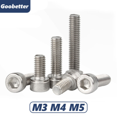M3 M4 M5 Socket Cap Head Screw Hex Allen Key Bolt A2 Stainless Steel DIN 912