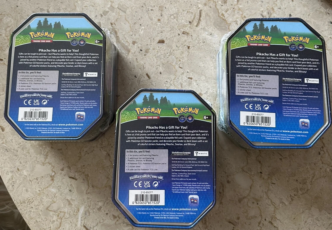 Jogo de Cartas POKEMON Pkm Swsh10.5 Pokémon Go Gift Tin  Pikachu/Blissey/Snorlax