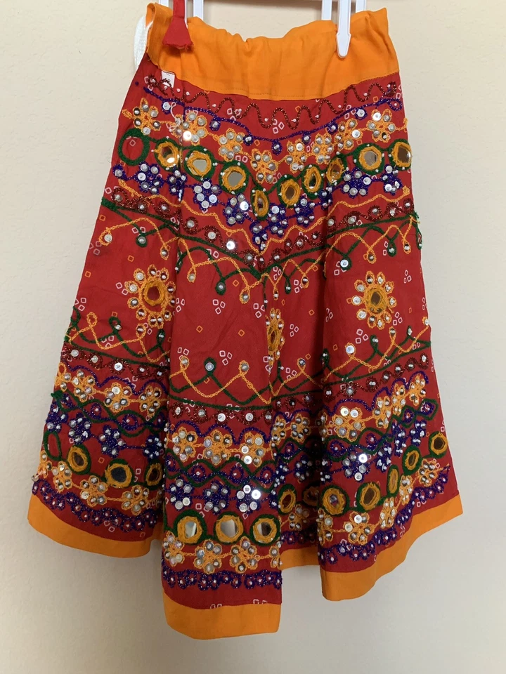 Girls Lehenga Choli Rajasthani Jaipuri Sz 18mo-2yr Kids Mirror Work Ghaghra - Image 4 of 4
