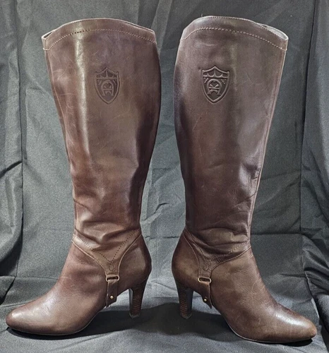Etienne Aigner "Becca" Brown Leather Knee High Boots Size 11 Rich Soft Leather