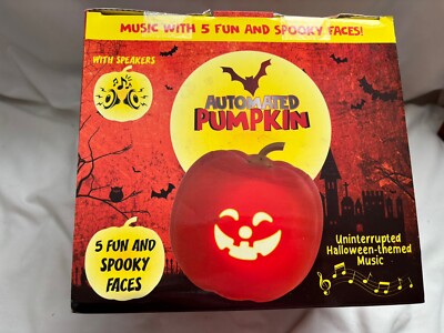 Automated Pumpkin with 5 Different Spooky Faces Built-in Speakers LEDs - NEW NIB