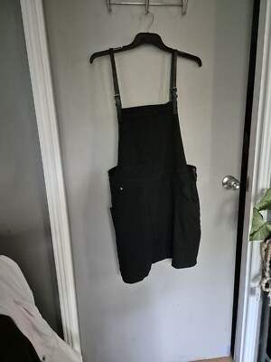 City Chic Small Pinafore Demin Black Plus Size 16