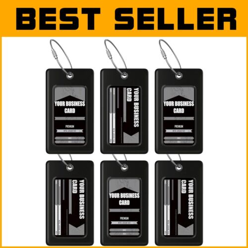 Durable Flexible Luggage Tags 6-Pack - Secure Business Card Holders for Travel