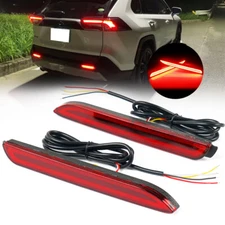For Toyota RAV4 2019-2024 Pair LED Rear Fog Bumper Brake Light Red Tail Lamp Kit