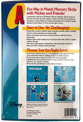 Disney's Mickey's Memory Challenge PC 3.5 & 5.25 Disks 1990