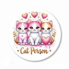 Pink Hearts Cat Person Labels Scrapbook Stickers Cat Lover Favors Envelope Seals