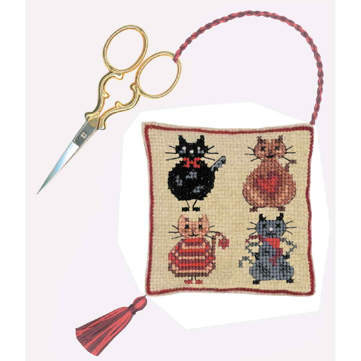 Le Bonheur des Dames counted cross stitch kit ""Scissor Holder Cat"", 7,5x7,5cm, D