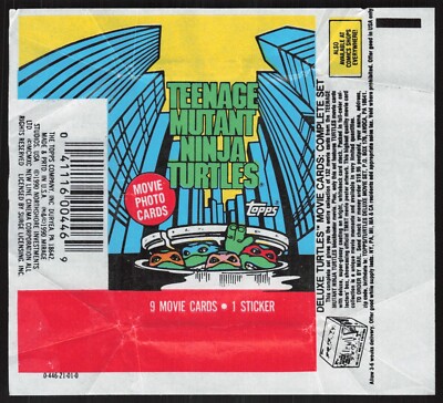1990 Topps TMNT Teenage Mutant Ninja Turtles Opened Wax Pack Wrapper AA676