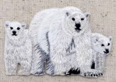 Polar Bear Mother - Two Cubs 2-1/2'' x 1-1/2'' FREE SHIPPING