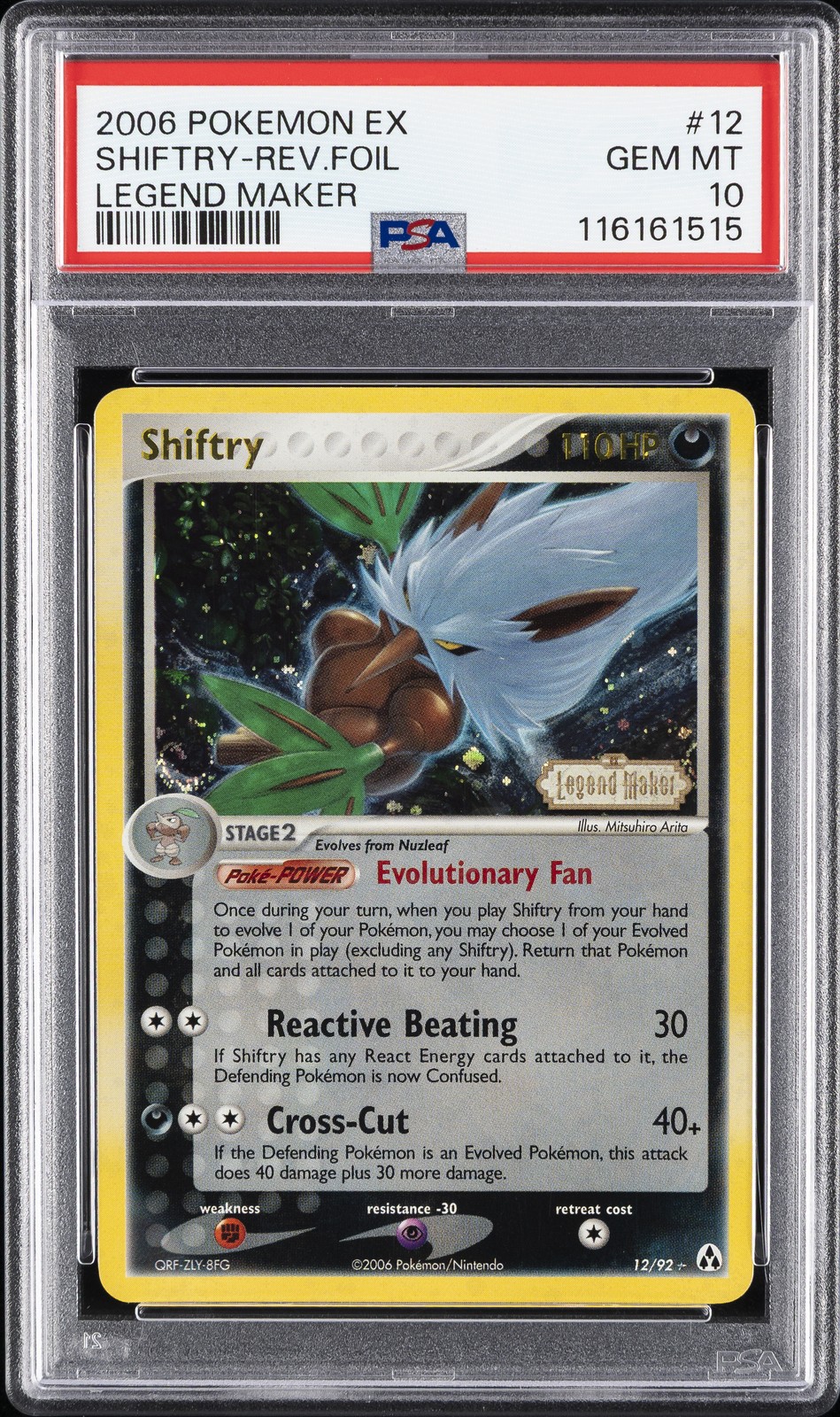 2006 POKEMON EX LEGEND MAKER #12 SHIFTRY-REVERSE FOIL PSA 10