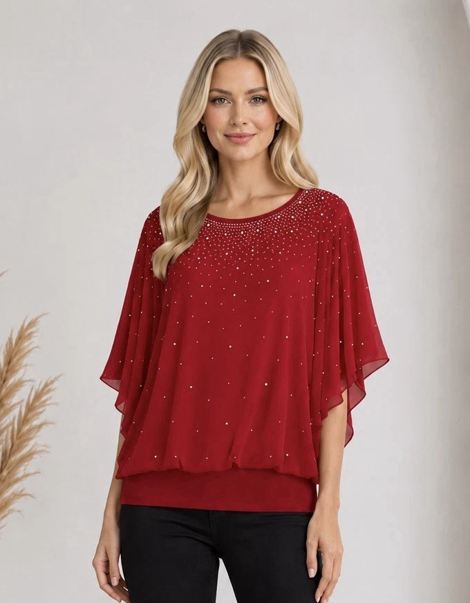 Alex Evenings Womens Beaded Chiffon Poncho Capelet Top Formal Evening XLP $149