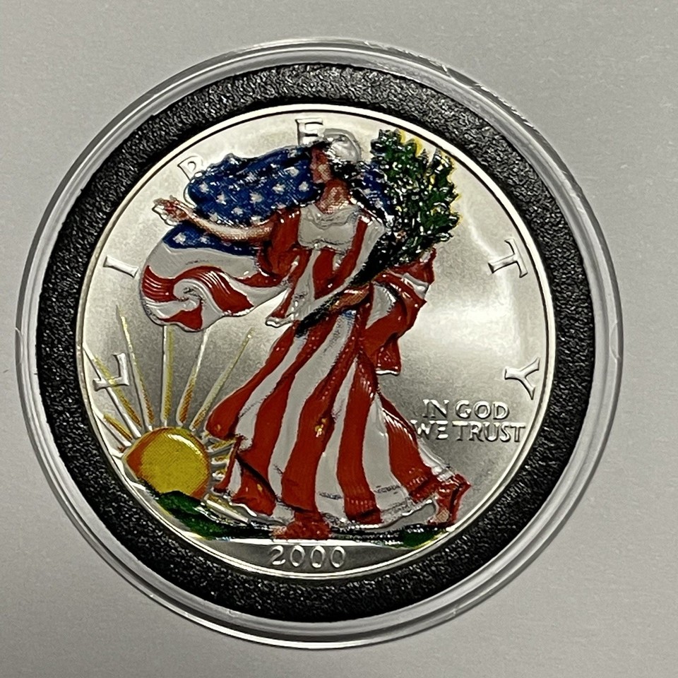 Colorized Ase 2000 ASE American Eagle Colorized Painted Coin 1 Troy Oz .999 Fine ...