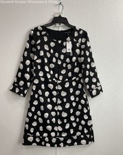 Banana Republic Womens Black White Polka Dot Back Zip Sheath Dress Long Sleeve 2
