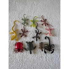 Assorted Plastic Animal Figures Lot Lizards Scorpion Turtle Ladybug 11pc Multi