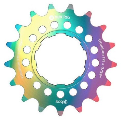BOX Hex Lab 3/32'' CNC Titanium Cog, Rainbow - 17t
