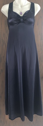 Avon Style Nightgown Black Nylon Tricot Lavish Stretch Lace Bodice VTG Retro Sm. - Picture 1 of 7