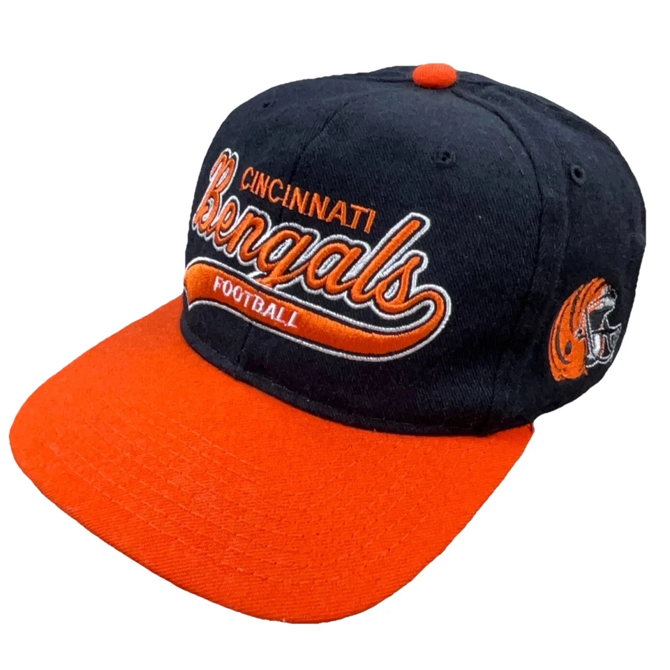 Vintage Cincinnati Bengals Hat Cap Snap Back Black Dome Starter Wool 90s Script - Image 2 of 4