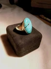 925 Sterling Silver Vintage Natural Turquoise  Cabochon Ring!!! Nice!! Size 6.5