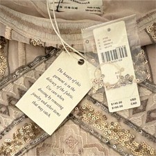 Anthropologie Embroidered Sequin Skirt Beige Gold Size 10 NWT