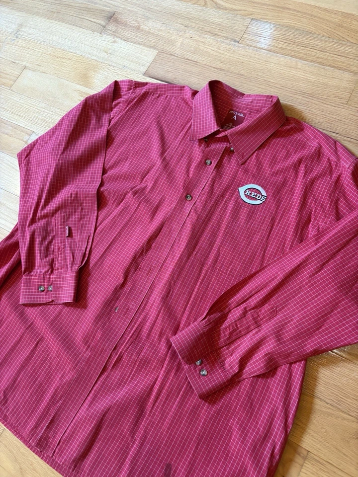 Cincinnati Reds Antigua Mens Embroidered LOGO-LS Dress Shirt Sz 2XL MLB - Image 3 of 4